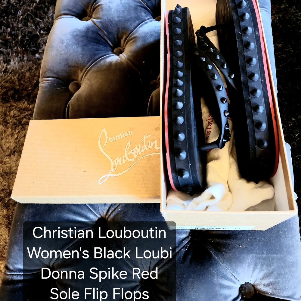 Christian Louboutin Loubi Stud Platform Black Spiked Sandals with Red Sole